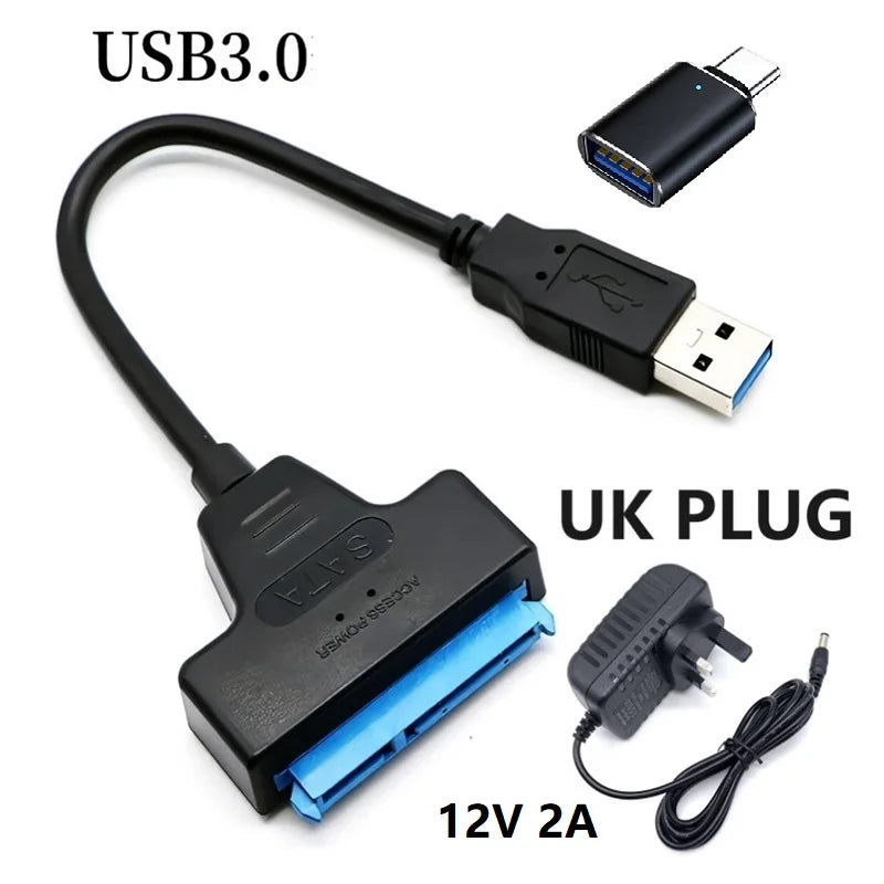 USB 3.0 to Sata III Cord SATA to USB 3.0 Cable Up to 6 Gbps for 3.5 2.5 Inch External HDD SSD Hard Drive SATA 3 22 Pin Adapter Oasis Select UK Plug OTG