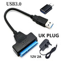 2.5" 3.5" USB 3.0 To Sata 3 Adapter Cable SATA to USB 3.0 Hard Drive Cable for External HDD SSD Hard Drive SATA 3 22 Pin Adapter Oasis Select UK Plug OTG