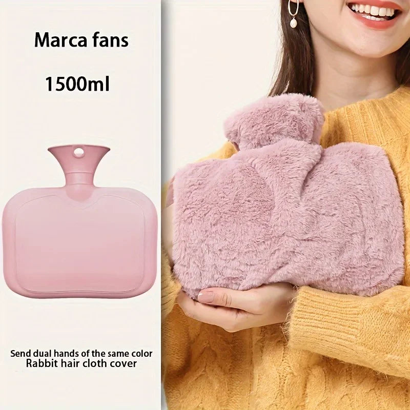 1500ml Reusable Rubber Hot Water Bottle with Detachable Cap,Pouring Water PVC Hand Warmers Warm Water Bags for neck Oasis Select