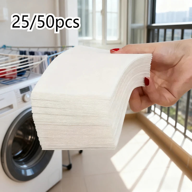 25/50pcs Color Catcher Laundry Sheets, Dye Trapping Cloths To Prevent Color Bleeding & Fading for Mixed Loads Oasis Select