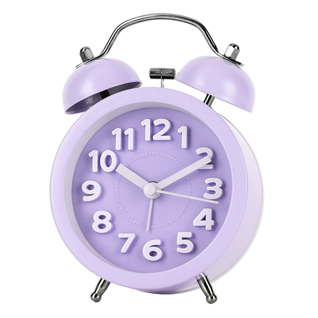 Retro Twin-Bell Alarm Clock | Silent Night Light Bedside Clock
