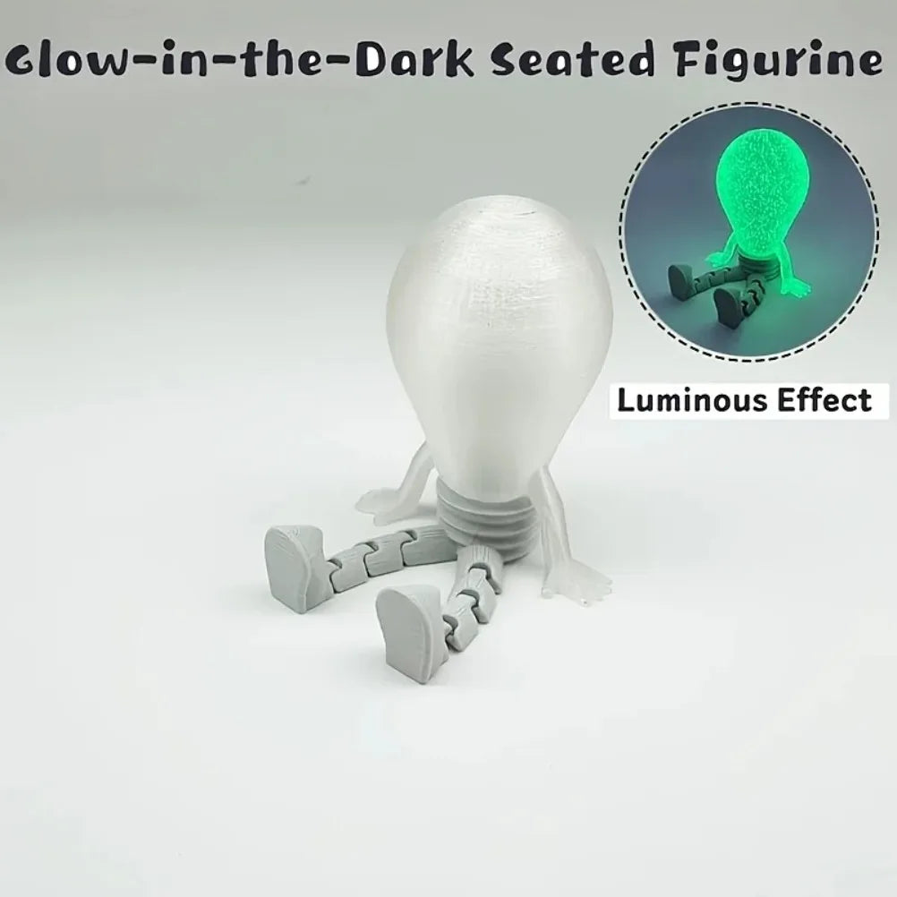Glowing Light Bulb Shaped Human Figurine Movable Joint Luminous Mini Statue Creative Desk Car Decor Ornament Unique Gift Oasis Select