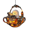 Ghost Reading Book Suncatcher – Acrylic Window Ornament