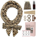 9pcs Heatless Curling Rod Headband, No Heat Silk Ribbon Rollers for Overnight Sleeping Curls, Styling Kit with Hair Clips and Sc Oasis Select leopard print