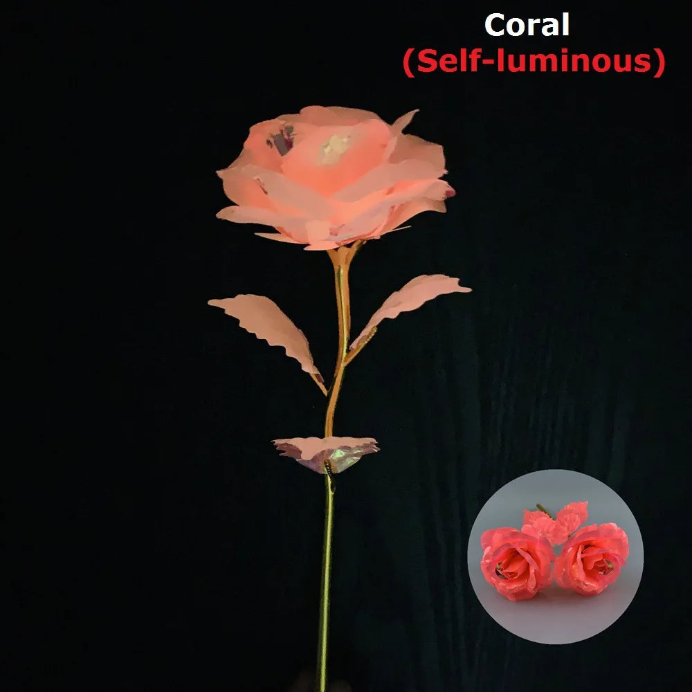 2024 Luminous Rose Valentine's Day Present Gifts Eternal Rose Flower Simulation 24k Gold Foil Rose Mother's Day Gifts Oasis Select Red