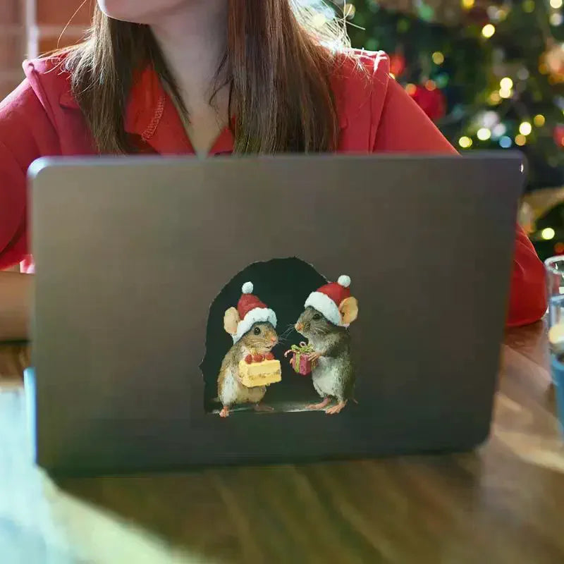 Christmas Mouse Hole Wall Stickers | Festive Home Decor
