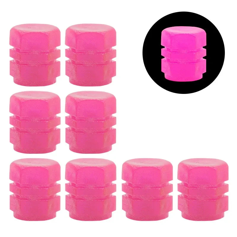 4/8/16/20pcs Universal Luminous Bicycle Tire Valve Caps Night Glowing Decor Motorcycle Bike Valve Stem Cap Wheel Nozzle Oasis Select 8PCS Rose