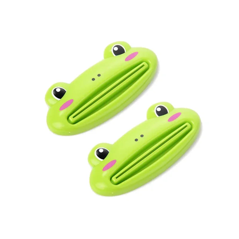 1/2/3pcs For Home Bathroom Animal Easy Toothpaste Dispenser Plastic Tooth Paste Tube Toothpaste Squeezer Rolling Holder Cocina Oasis Select 2pcs frog