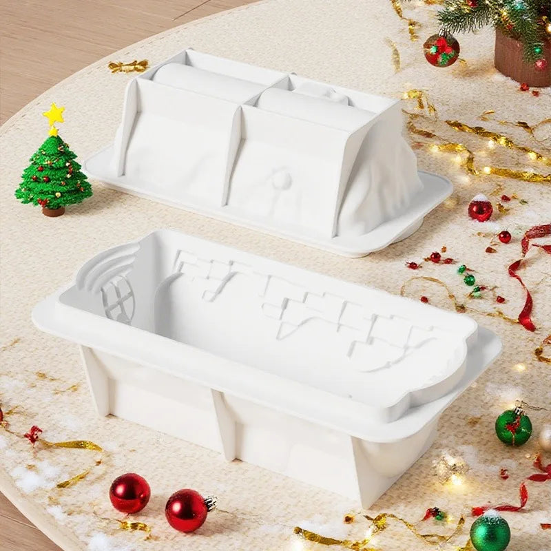 Rectangular or Castle Snowhouse Design Christmas Pastry Mold Chocolate Molds Christmas Silicone Mousse Cake Molds Kitchen Tools Oasis Select