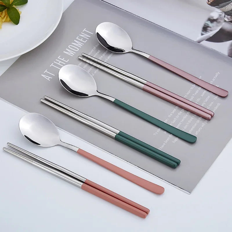 304 stainless steel portable tableware set chopsticks spoon outdoor Korean single tableware Oasis Select