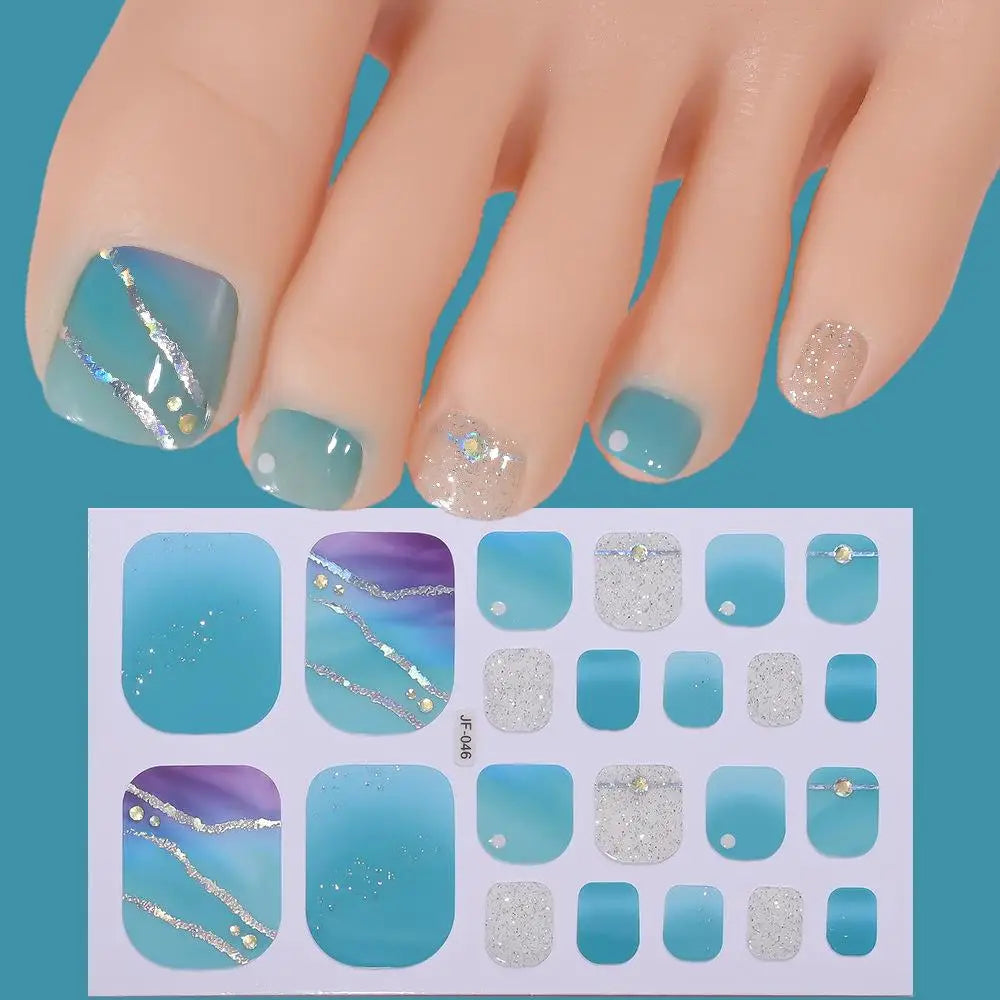 Glitter Toenail Stickers – 22 Tips Full Wrap Nail Decals Nail Art Stickers Oasis Select P