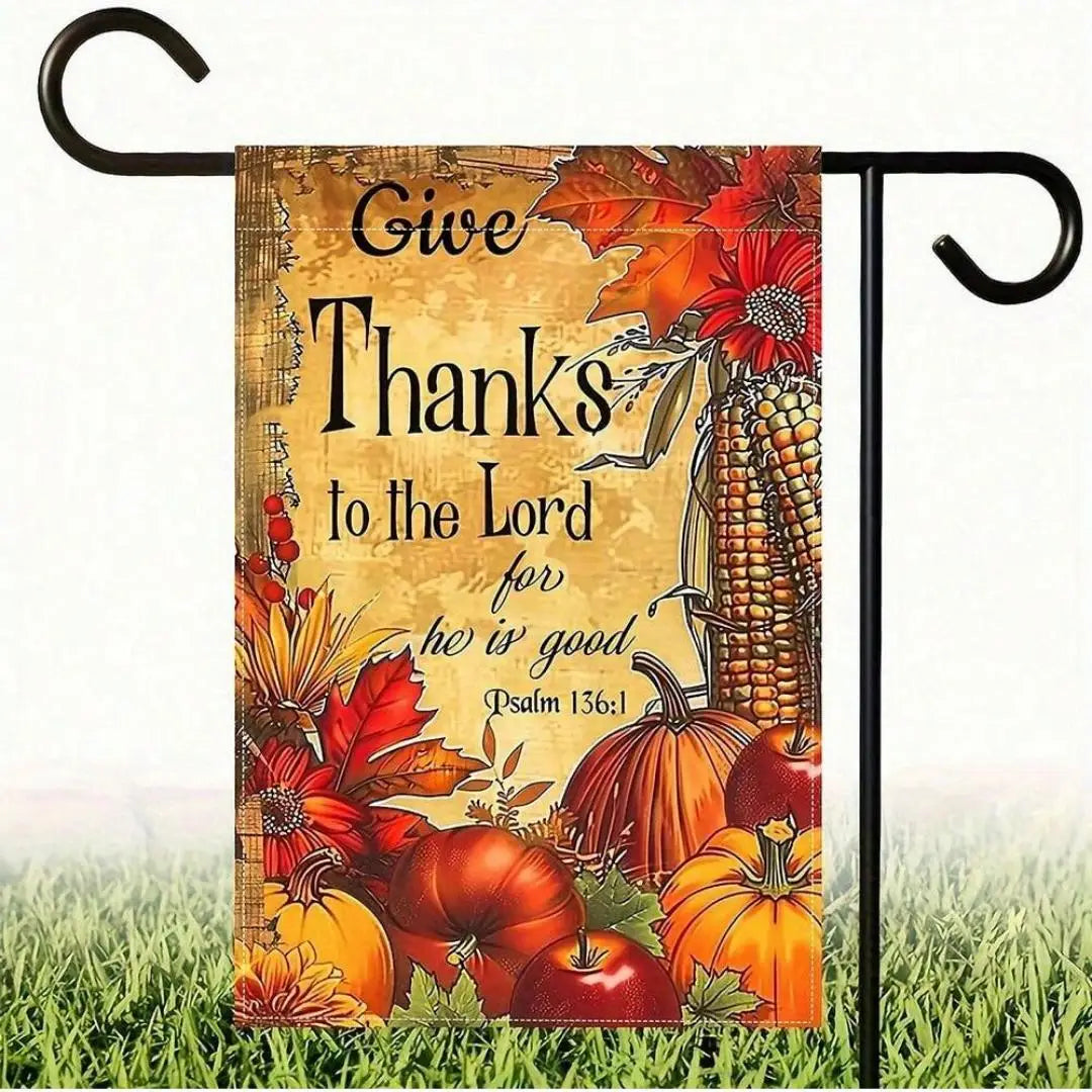 Thanksgiving-themed Garden Flag - Double-sided print, Thanksgiving pumpkin and autumn design, seasonal outdoor holiday decor Oasis Select