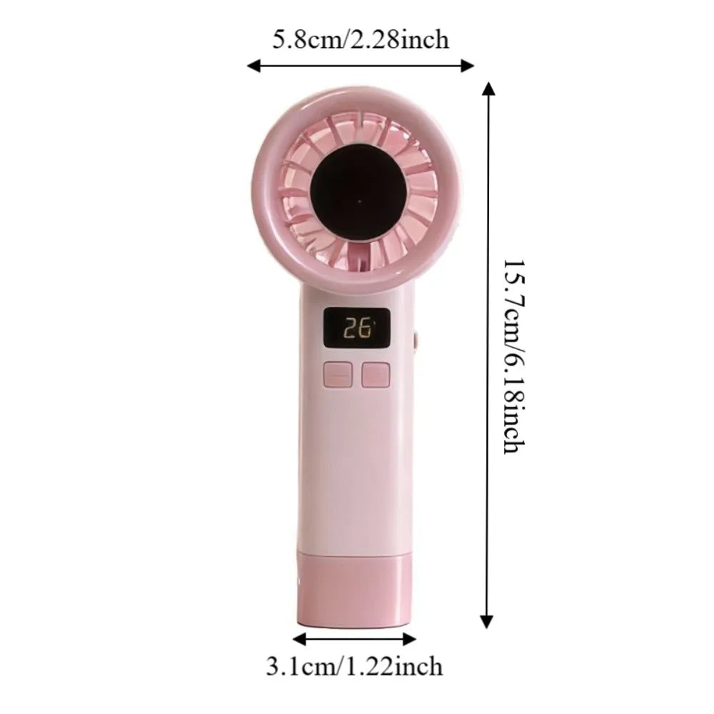 199 Wind Speeds Portable Hand Fan USB Rechargeable Adjustable Mini Bladeless Personal Fan Quiet Operation with Handle Rope Oasis Select