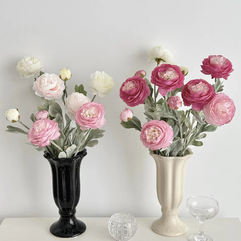 50CM 3 Head Flocking Lotus Artificial Flower Peony Artificial Flower Wedding Home Living Room Decoration Oasis Select