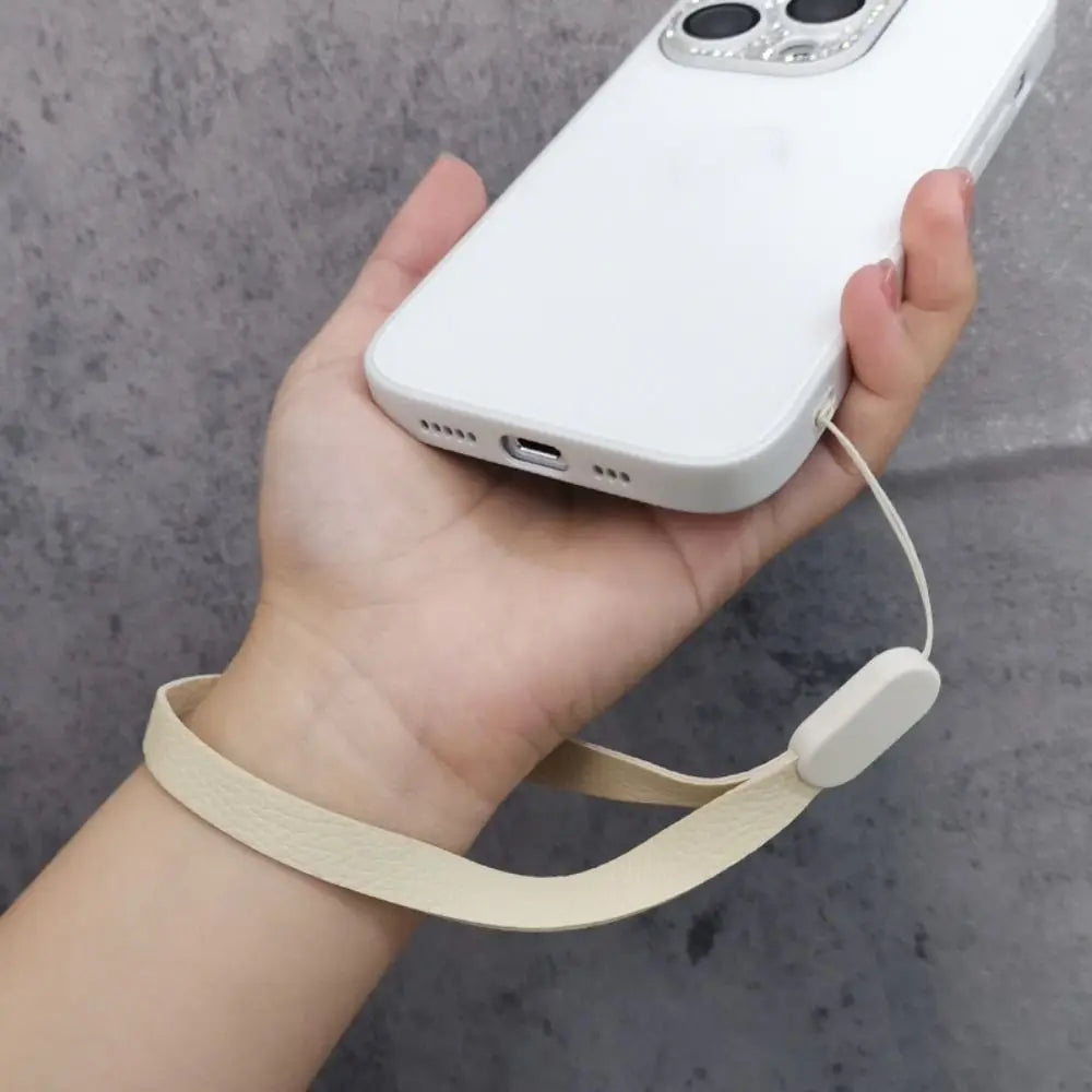 Mobile Phone Lanyard Short Wrist Strap Simple Leather Fashion Tag Chain Bag Accessories Pendant Phone Universal Anti Lose Strap Oasis Select
