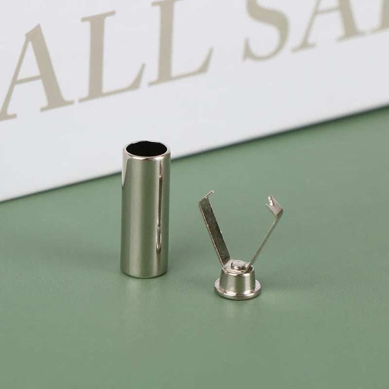 10Pcs Diy Metal Aglets Shoelace Cylindrical Tips Head Tip Protector Card Rope Buckle For Clothing Sweater Hat Rope Head Buckle Oasis Select Silver