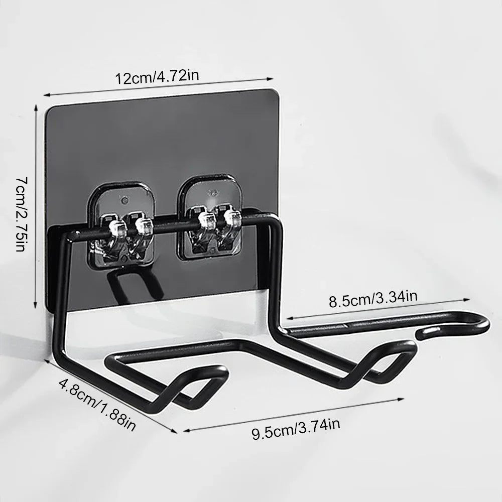 Wall Mounted Hair Dryer Holder – Stainless Steel Bathroom Rack Bathroom Storage Rack Oasis Select black