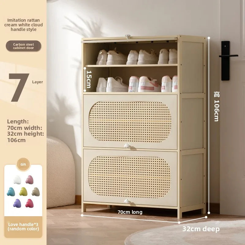 Multi-layer locker at the entrance of the home, large-capacity storage cabinet, dust-proof shoe rack, small narrow bamboo. Oasis Select 7-70