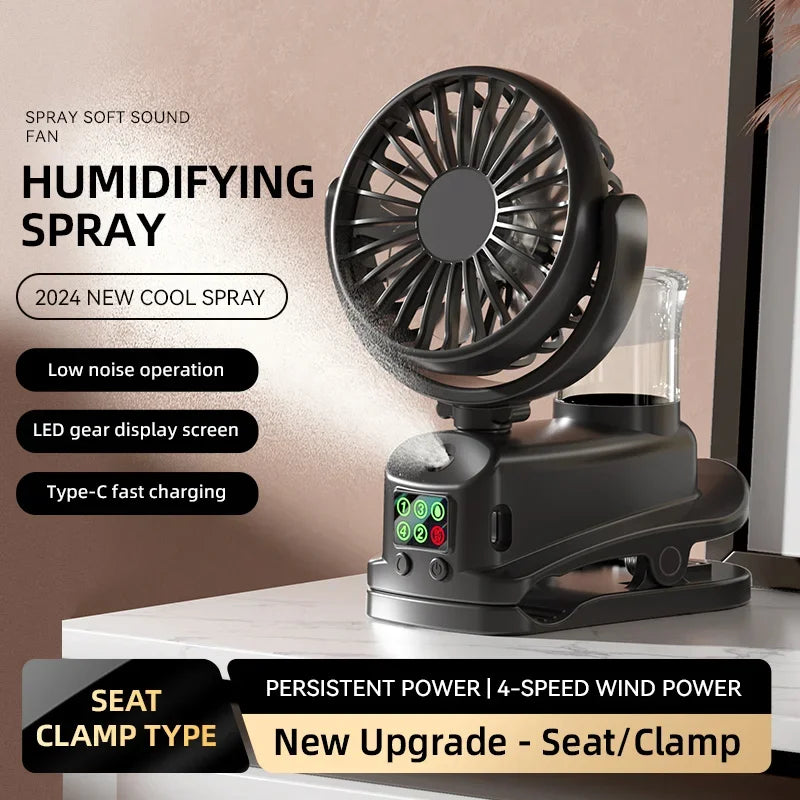 Refrigerating Clip Spray Fan Rechargeable Office Dormitory Outdoor Multi-Functional Desktop Clip Fan Moisturizing Oasis Select