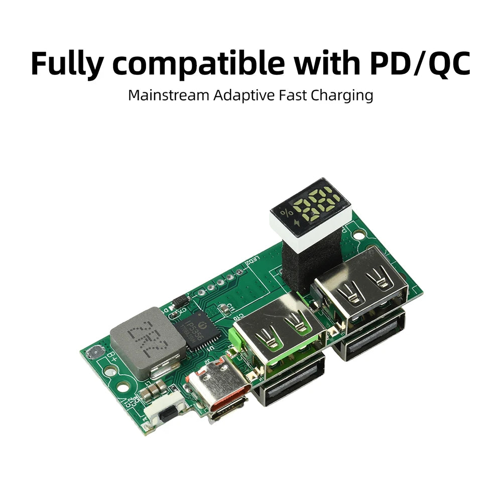 IP5356 PD QC Fast Charging Module with Digital Display for 3.7V Lithium Battery Power Banks DIY Project Oasis Select