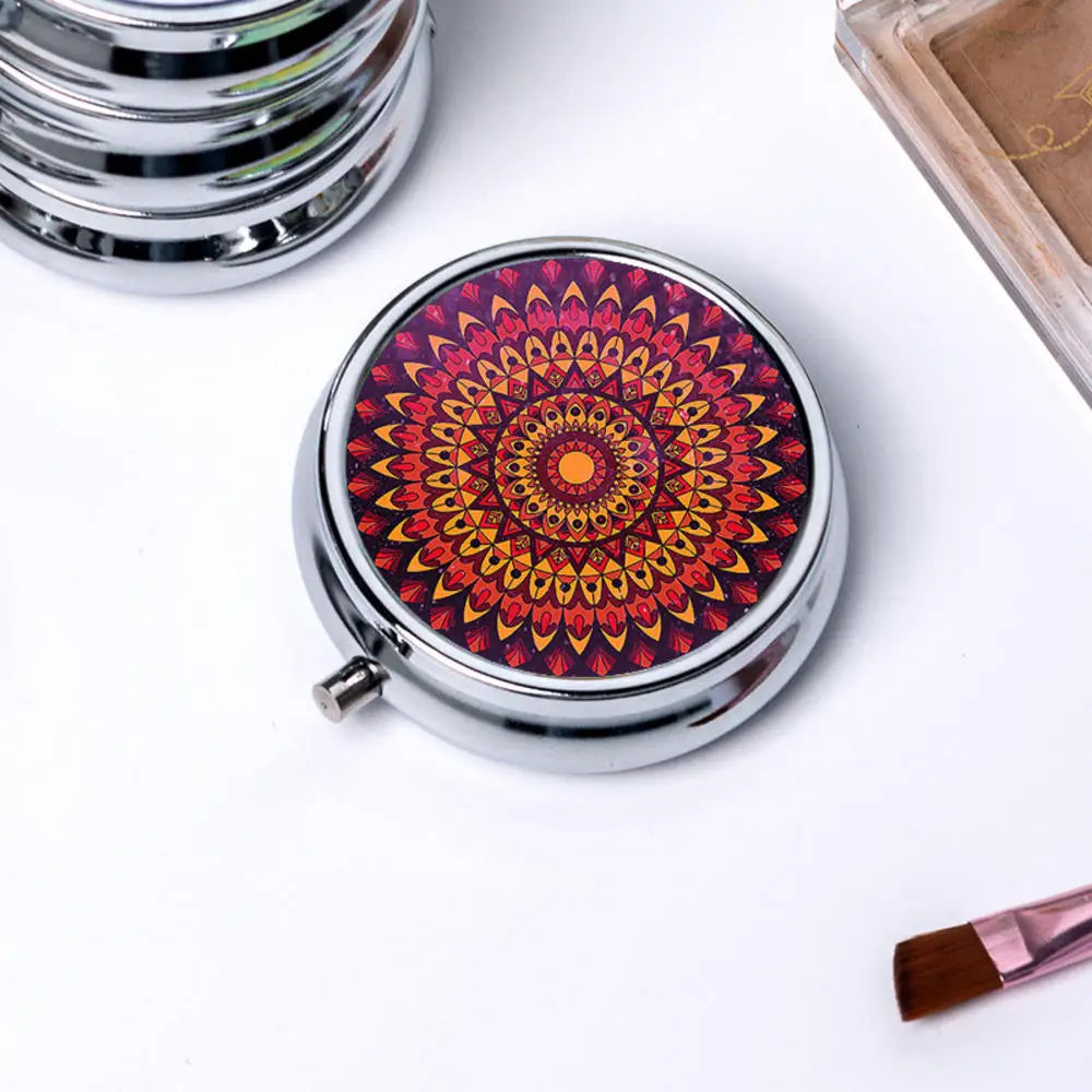 Portable 3 Cell Metal Pill Boxes Stainless Steel Round Pill Boxes Medicine Organizer Container Medicine Case Splitters Pill Box Oasis Select H