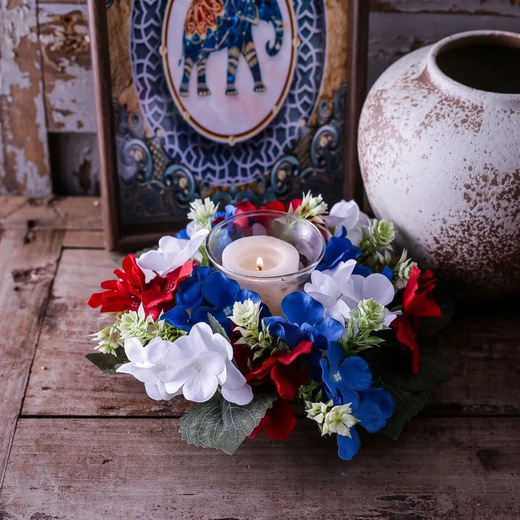 Candle Holder Wreath Festive Hydrangea Candle Holder Decorative Flower Ring Lightweight Artificial Flower Wreath For Dining Oasis Select