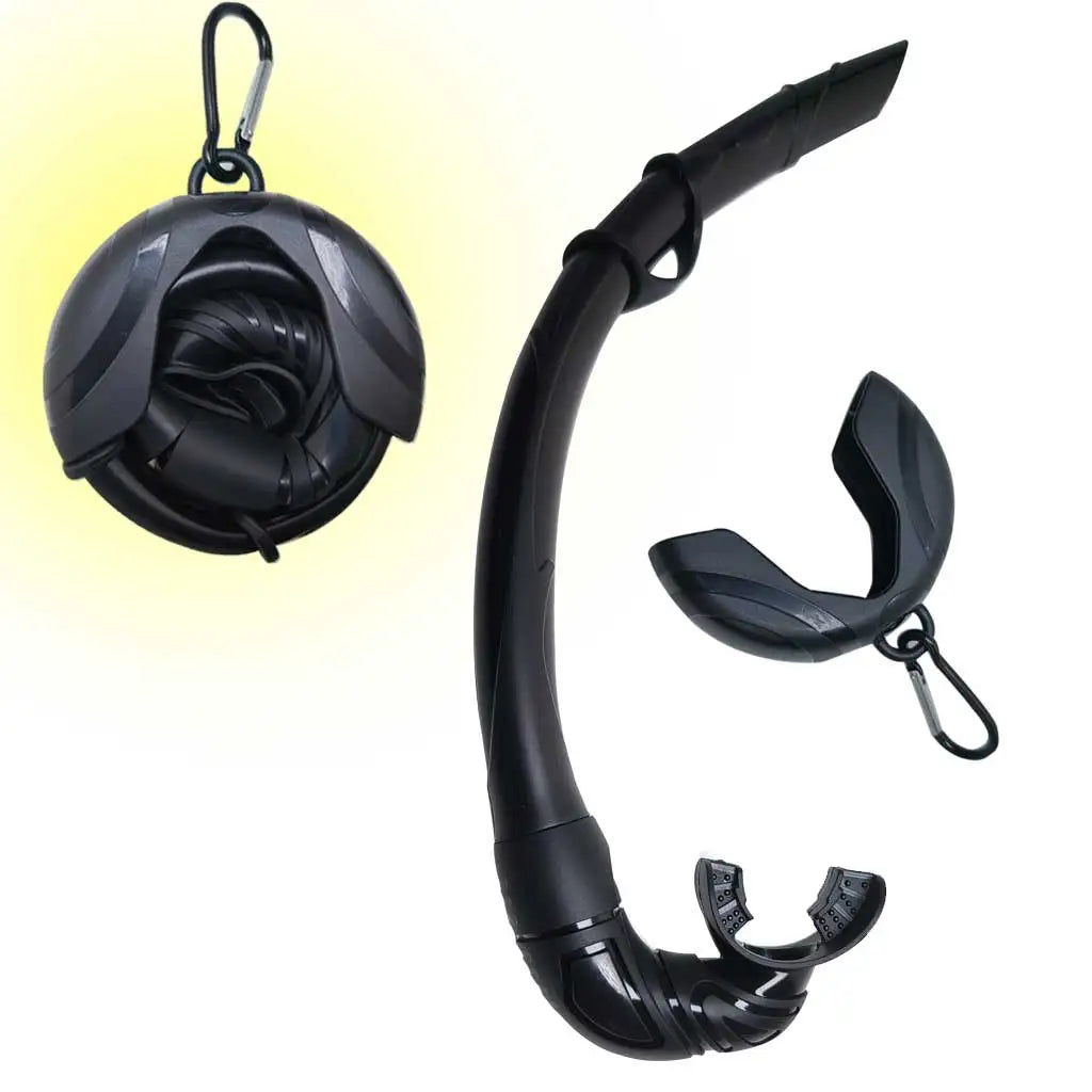 Roll Up Silicone Snorkel Swimming Swim Snorkel with Hanging Buckle Comfortable Breathing Tube for Snorkeling Oasis Select Black with clip