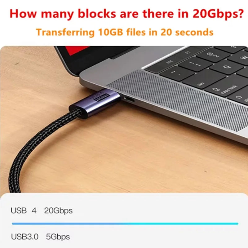 1m 2m USB C Type C 20Gbps Data Cable USB4 Thunderbolt 3 Cable PD 100W 5A Fast Charging Cable USB C 8K@60Hz Cable For Macbook Pro Oasis Select