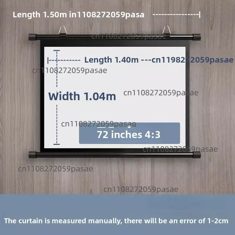Projection Curtain 72-inch Curtain Bracket Rod Floor Non-punching Bracket Screen Drop Simple Projection Screen Oasis Select 72 inch 4 3 white glass fiber