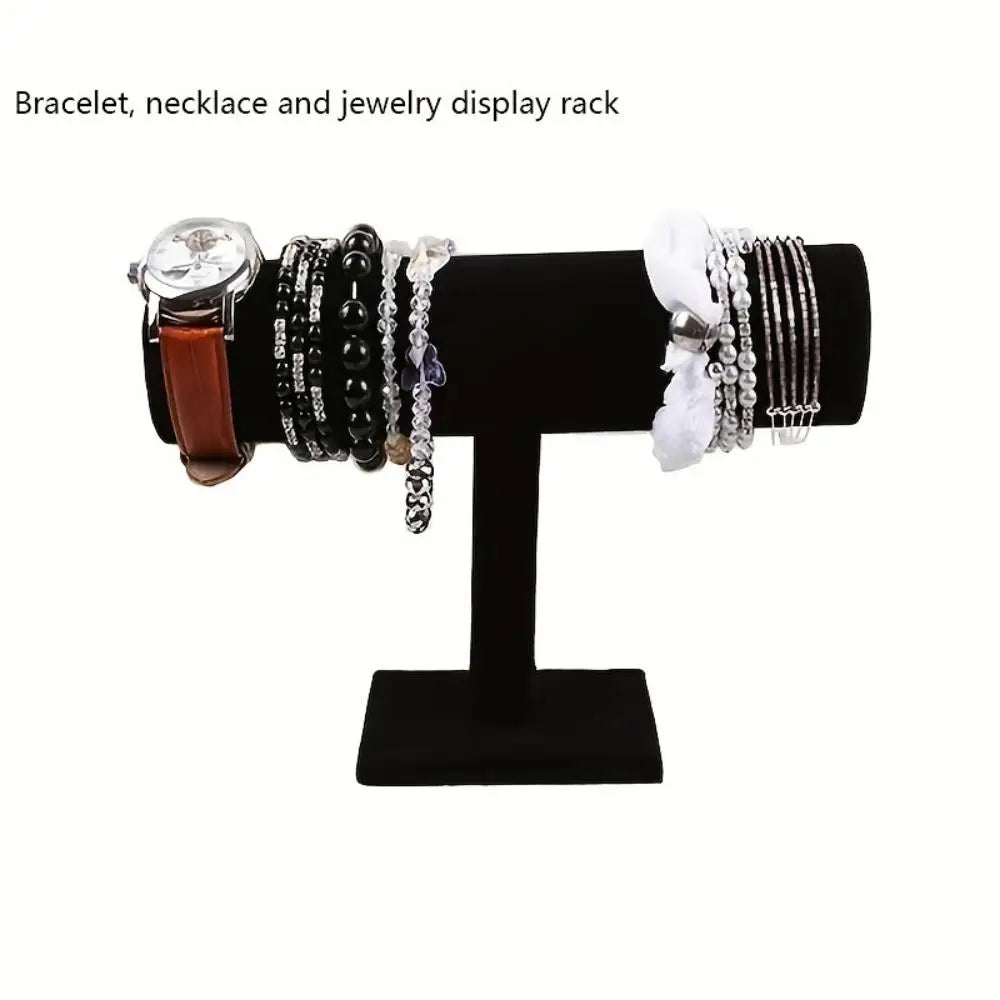 Black Velvet Coil T-Shelf Bracelet Necklace Jewelry Display Organizer Watch Display Stand Bracelet Necklace Jewelry Organizer Oasis Select
