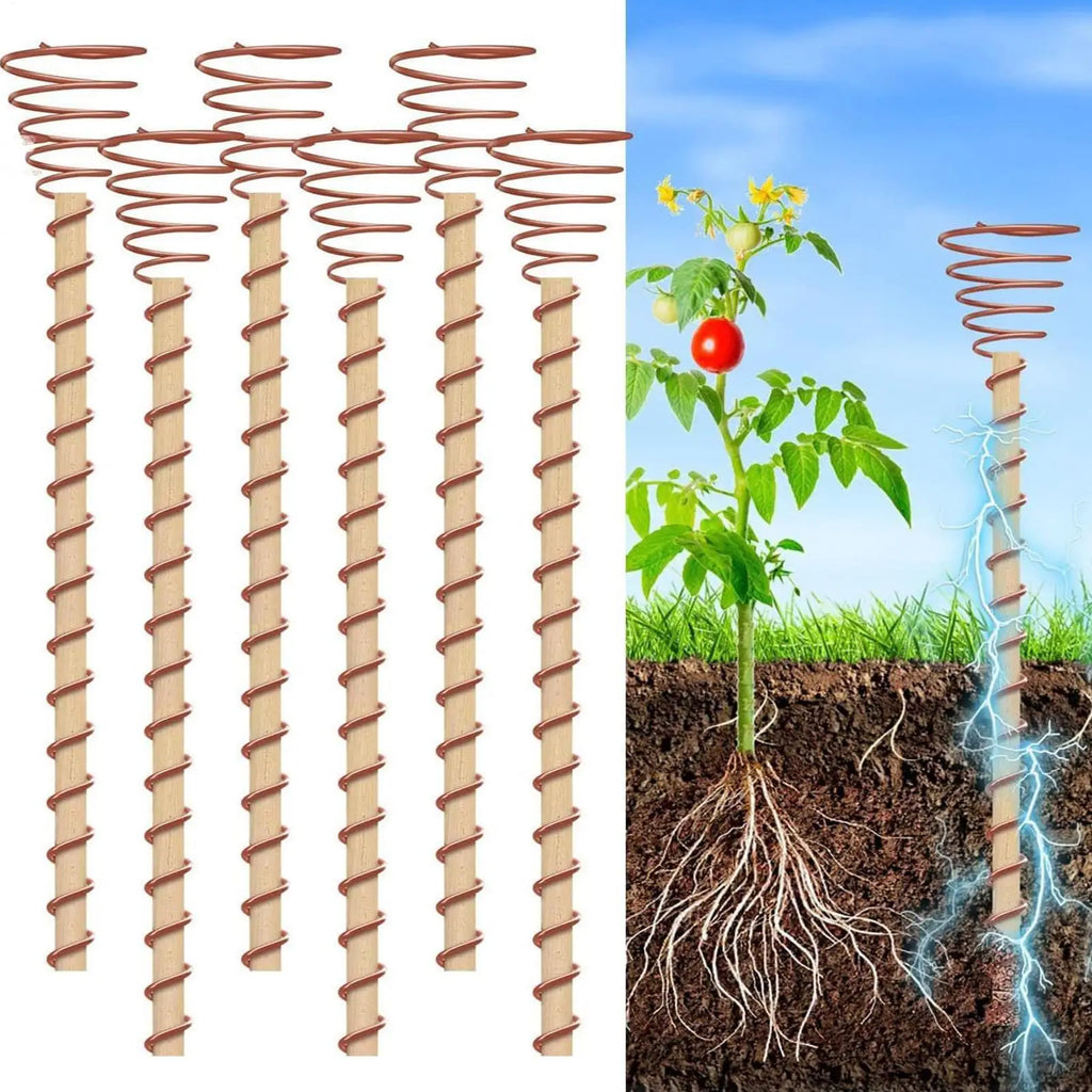 6Pcs Electroculture Plant Stakes Gardening Copper Coil Antennas Bonsai Fixing Rod Plants Using for Growing Garden Plants Fruits Oasis Select