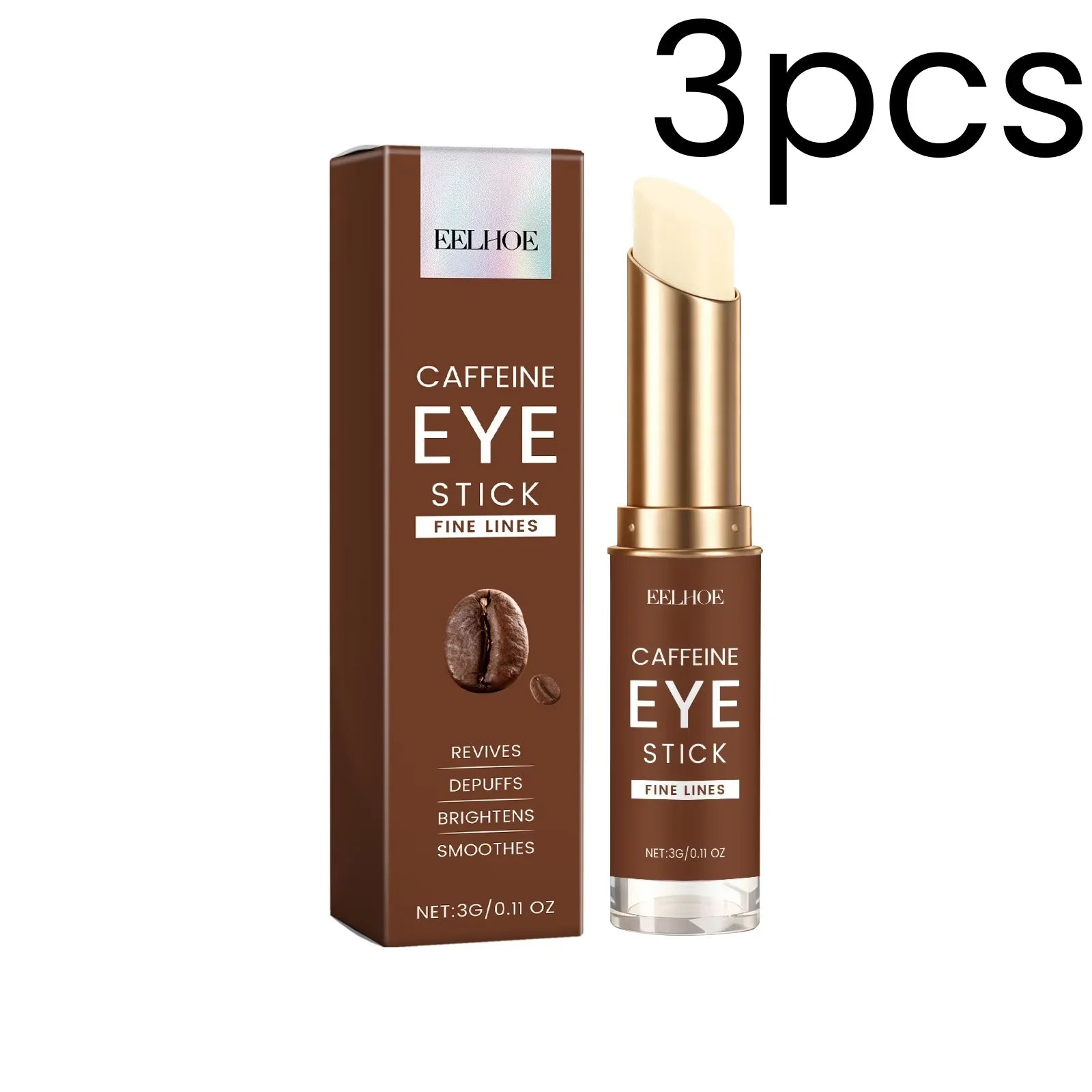 EELHOE Caffeine Eye Stick Wrinkle Reduction Puffiness Easing Smoothing Skin Firming Revitalizing Quick Absorbing Solid Eye Cream Oasis Select 3pcs