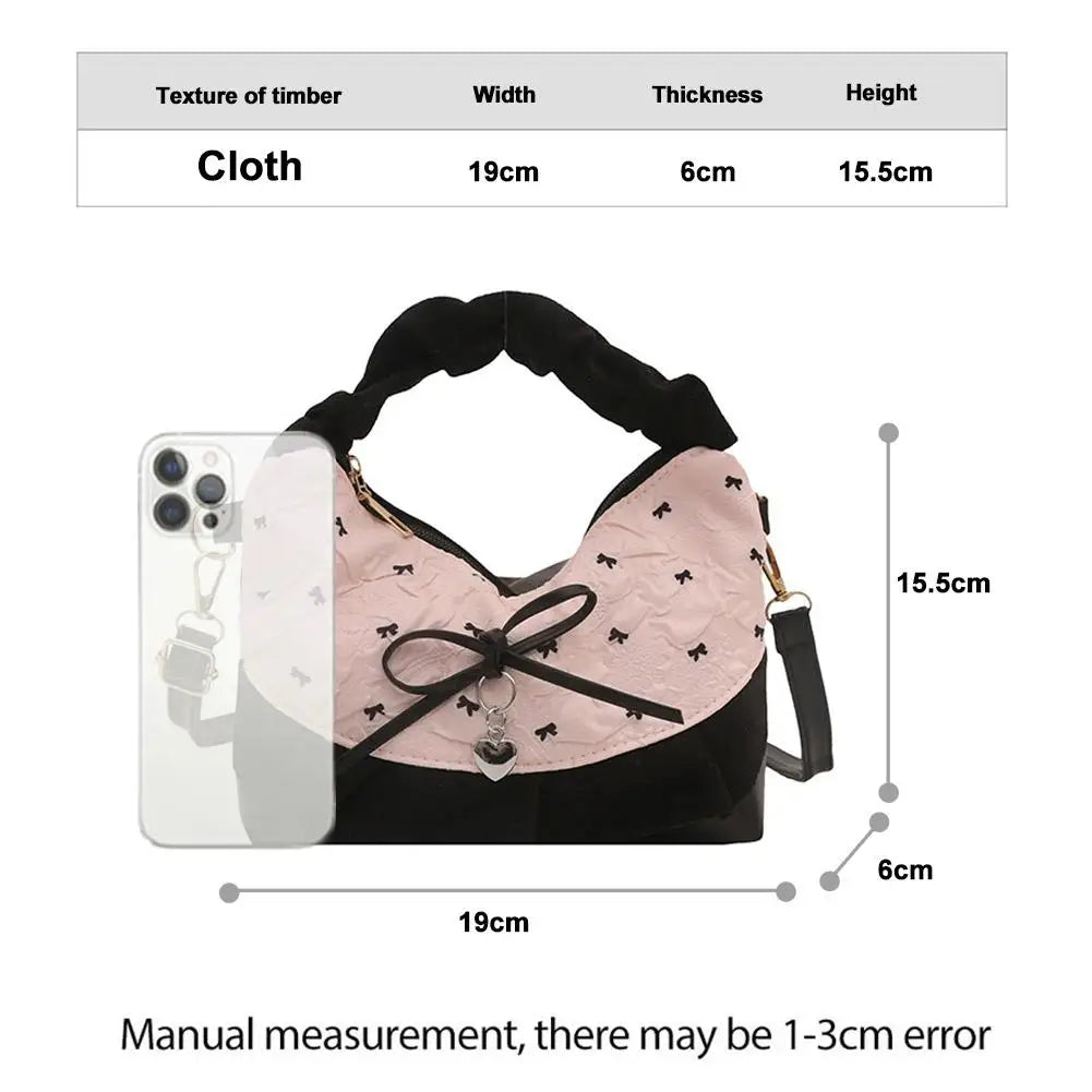 Women's Plaid Bow Dumpling Crossbody Canvas Bag | Handbag