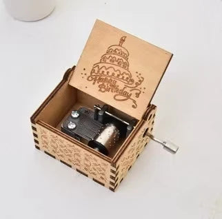 Happy Birthday, Music Hand cranked Music Box, Creative Ornament, Colorful Birthday Gift, Wooden Music Box Oasis Select 7