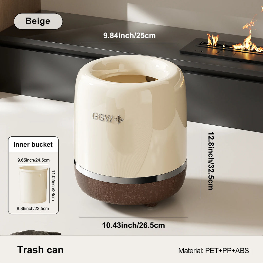 Trash can, high-value paper basket bucket, large capacity, round design, suitable for living room, toilet, bedroom, kitchen Oasis Select WHITE