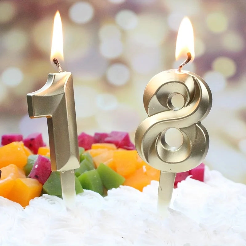 3D Gold Diamond Number Candles Large Birthday Cake Topper Wedding Anniversary Party Decorations for Home Celebration Supplies Oasis Select