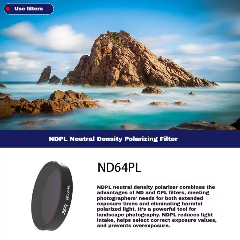 JSR Lens Filters for DJI Osmo Action 5 Pro/4/3 – UV CPL ND Set