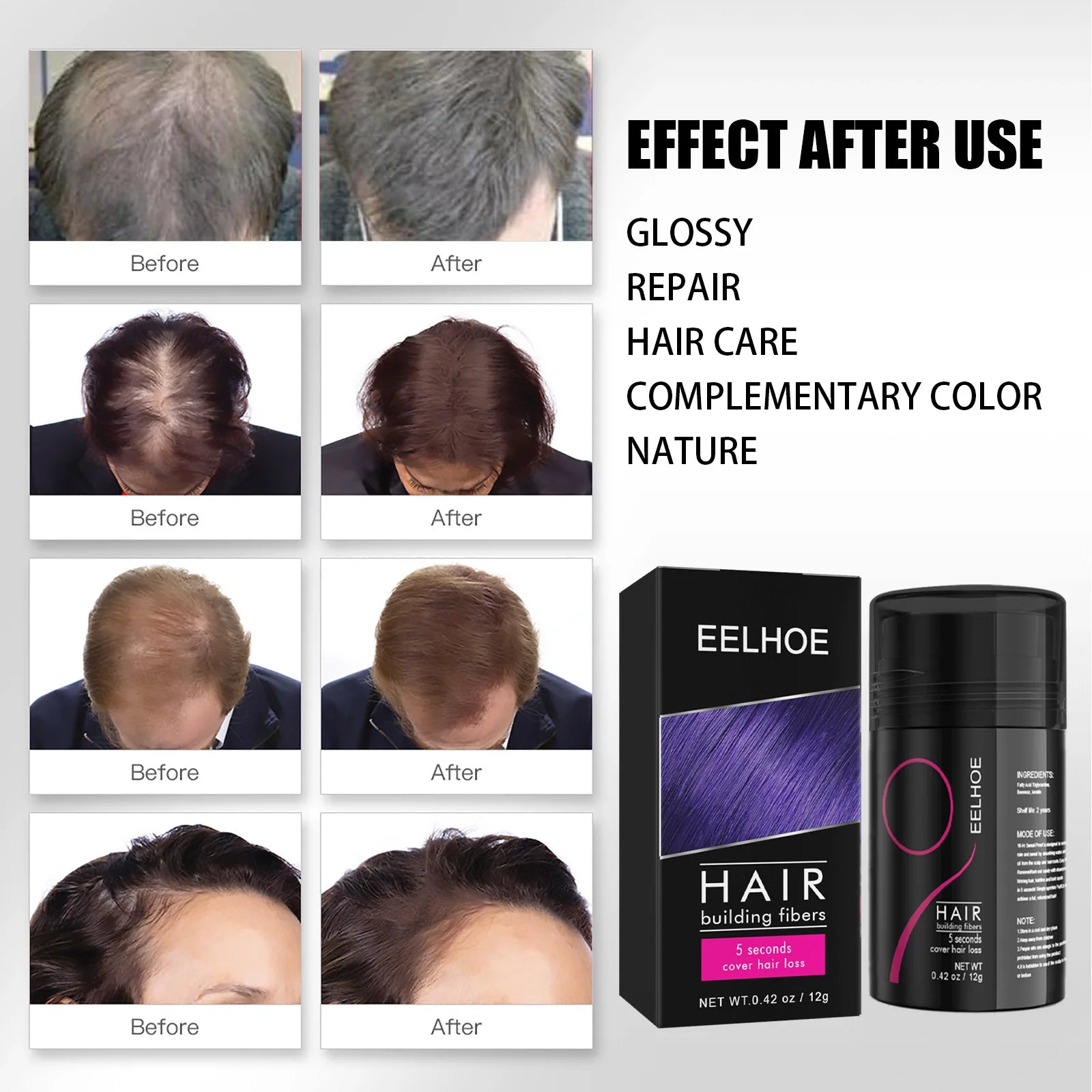 EELHOE Dense Hair Fiber Increase Hair Loss Concealer Instant Hair Shading Powder Hairline Enhancement Hairline Shadow Powder 12g Oasis Select