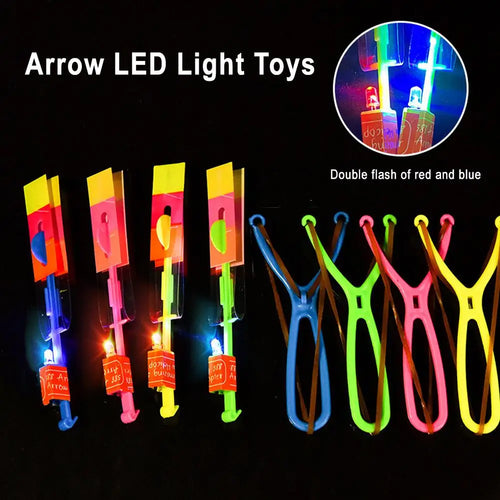10-Pack LED Light Rockets with Slingshot Launcher – Flying Toy LED Flying Toy Oasis Select 10pcs random COLOR