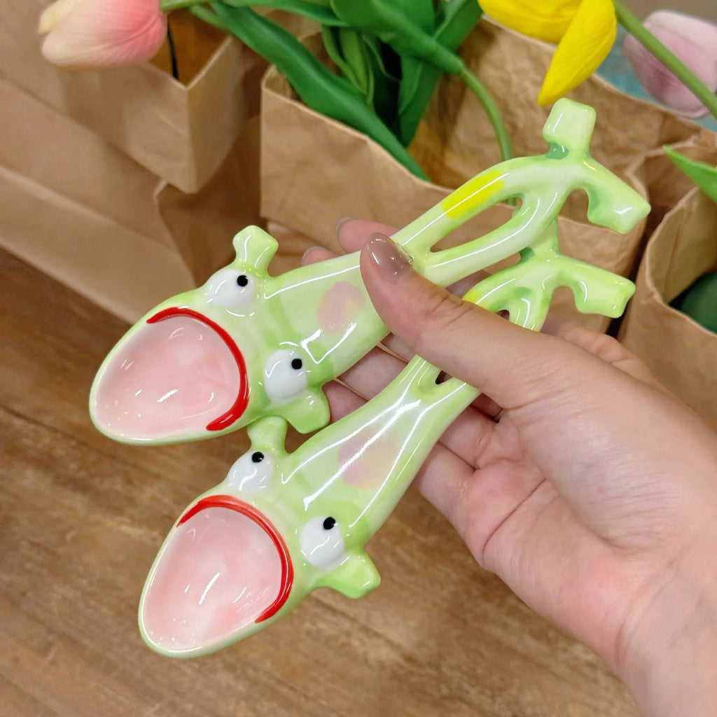 Ceramic Spoon Quirky Abstract Frog Spoon Personality High Aesthetic Porridge Spoon Rice Spoon Soup Spoon Kitchen Tablewear Oasis Select