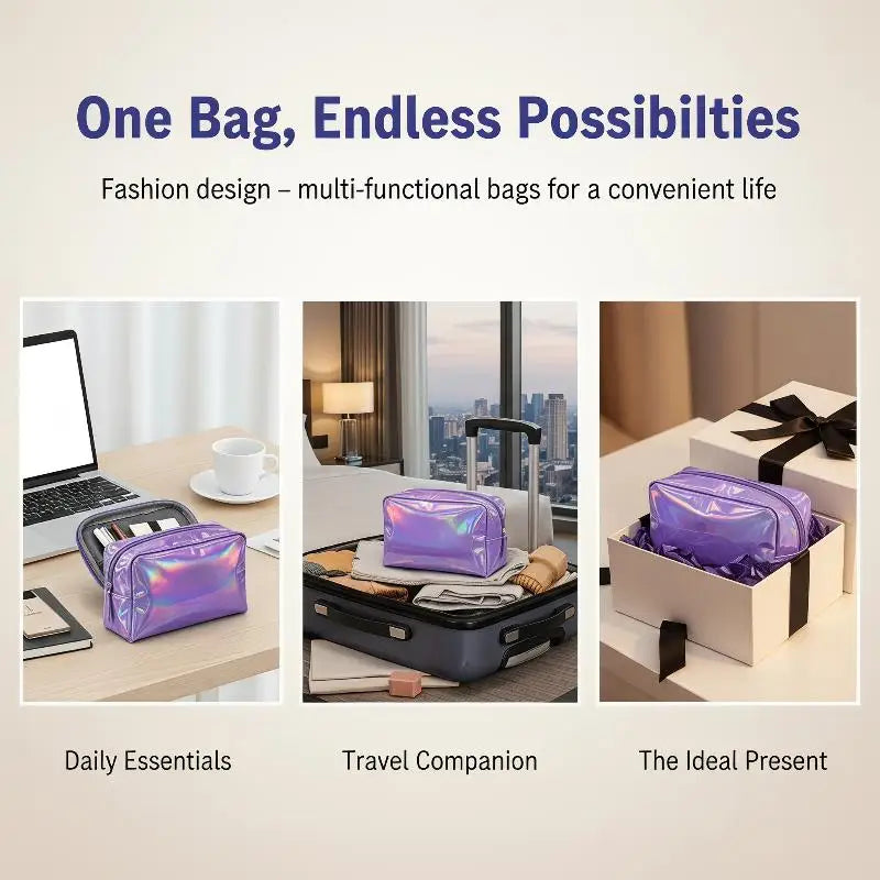 Holographic Laser Cosmetic Bag | Waterproof Travel Makeup Organizer Travel Cosmetic Bag Oasis Select