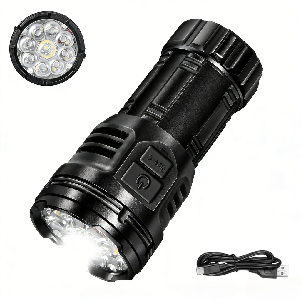 Mini LED Flashlight Super Bright With COB Side Light Rechargeable Handheld Flashlight For Outdoor Emergency Light For Camping Oasis Select 9 LED no COB 1PC