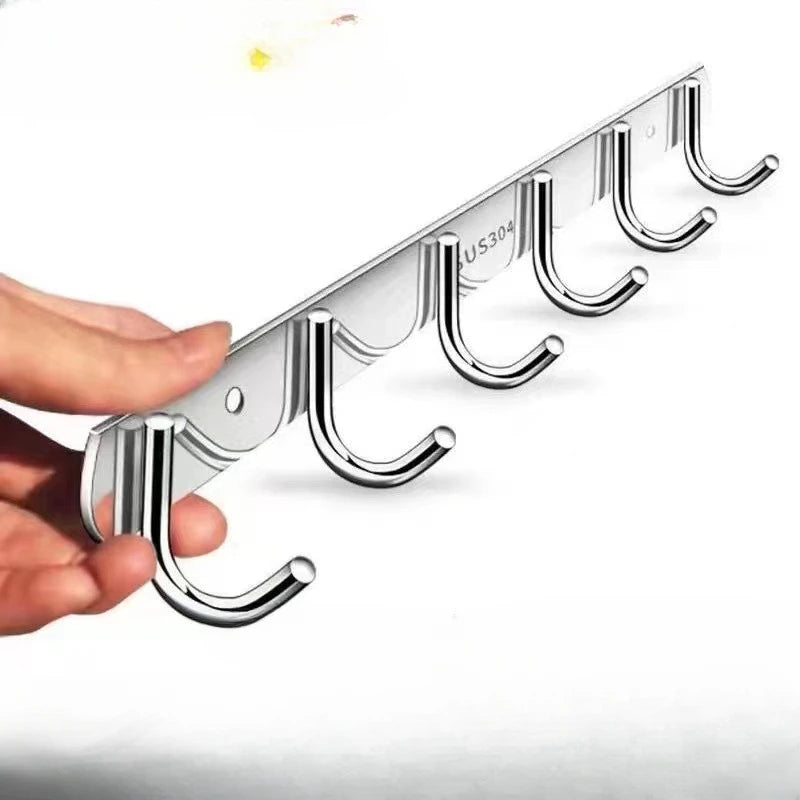 Stainless Steel Hook Hooks Toilet Clothes Hook Kitchen Supplies Hanger Punch-free Hook Rack Bathroom Hooks Punching Hooks Oasis Select