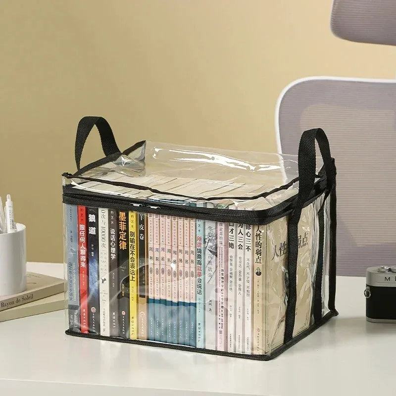 Large Capacity Clear Storage Tote Bag Waterproof Organizer with Reinforced Handles for Books Toys & Home Organization Oasis Select