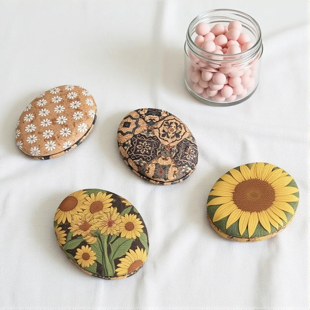 Cork Double-Sided Magnifying Compact Vanity Mirror | Foldable