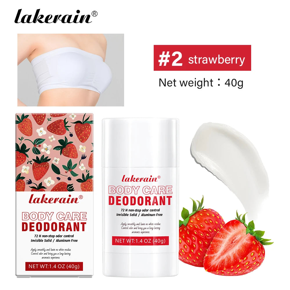 Lakerain Body Care Deodorant Long-Term Odor Control Natural Ingredients Aluminum-Free Sweet Fruity Aroma Full Body Deodorant Oasis Select Strawberry