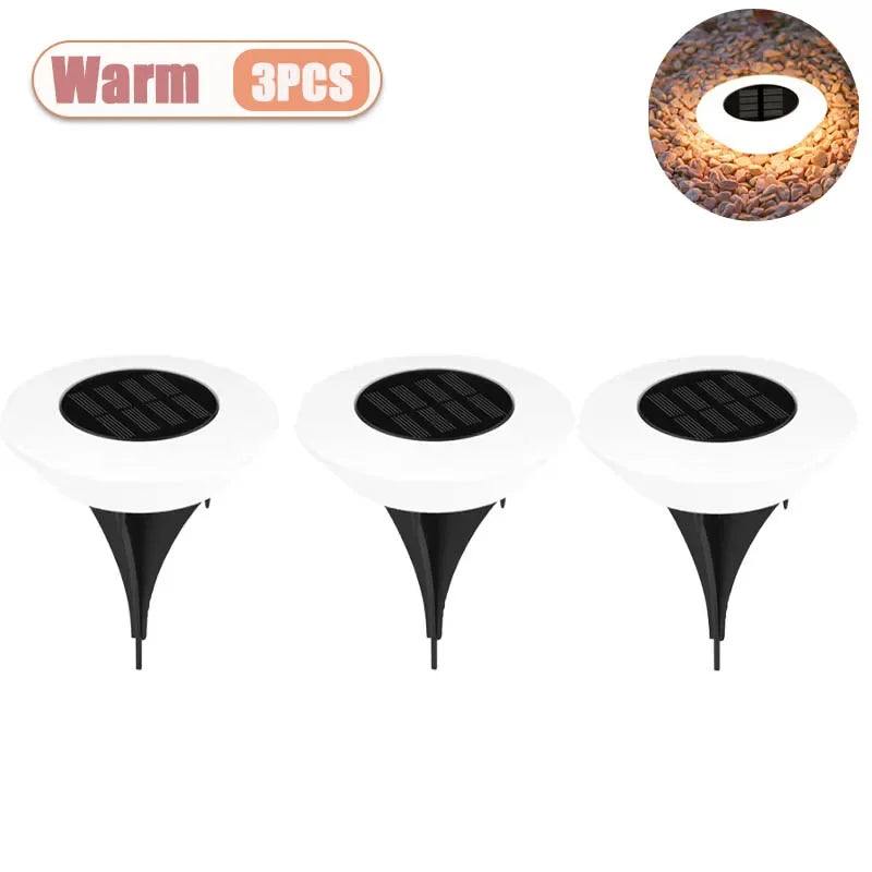 1-10PCS Solar Powered Lawn Lights Outdoor Waterproof Garden Lights LED Floor Lights Landscape Lighting Buried for Yard Decor Oasis Select Warm-3PCS