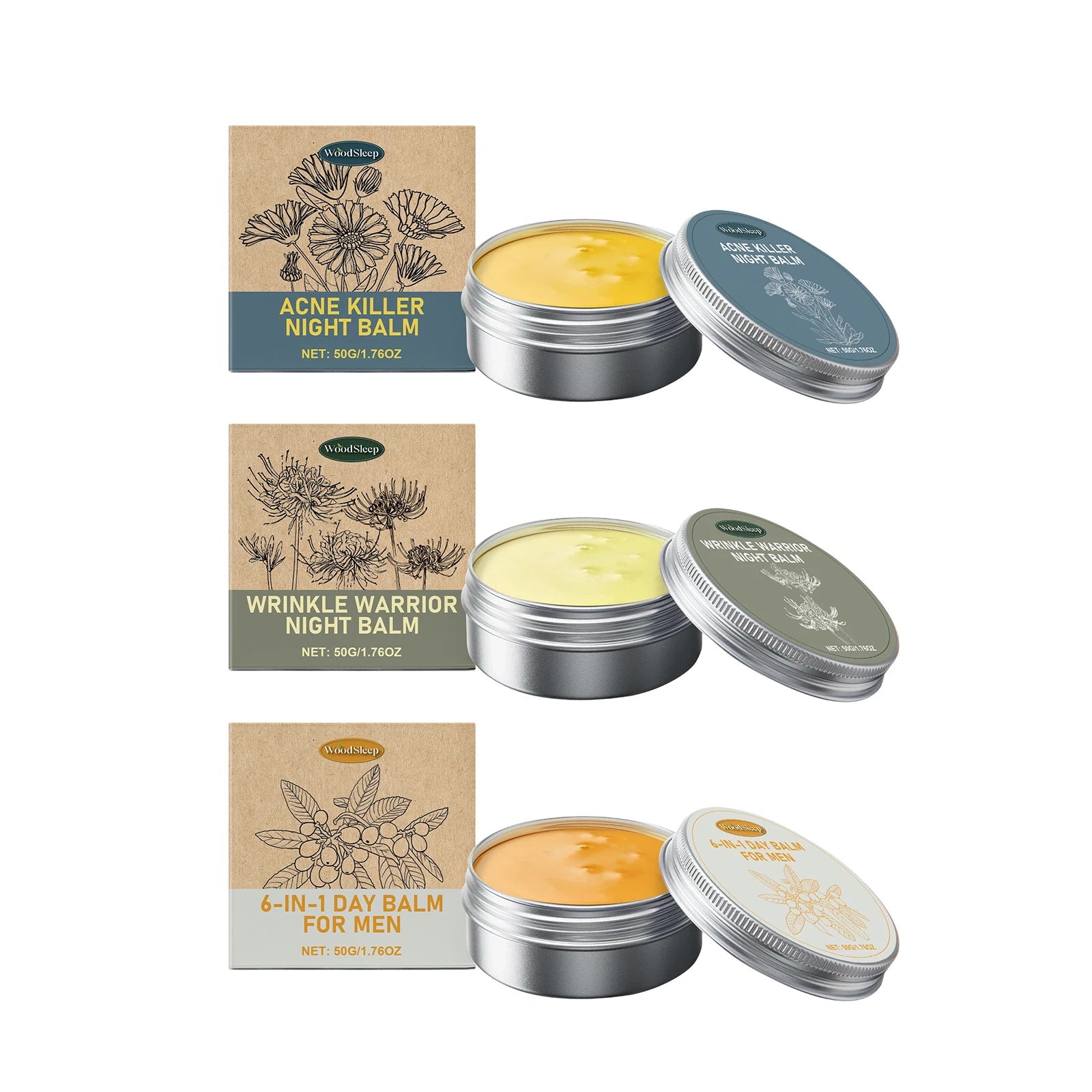 WOODSLEEP Acne Night Balm – Wrinkle, Dark Circle & Firming Cream Acne Night Balm Oasis Select 3 IN1
