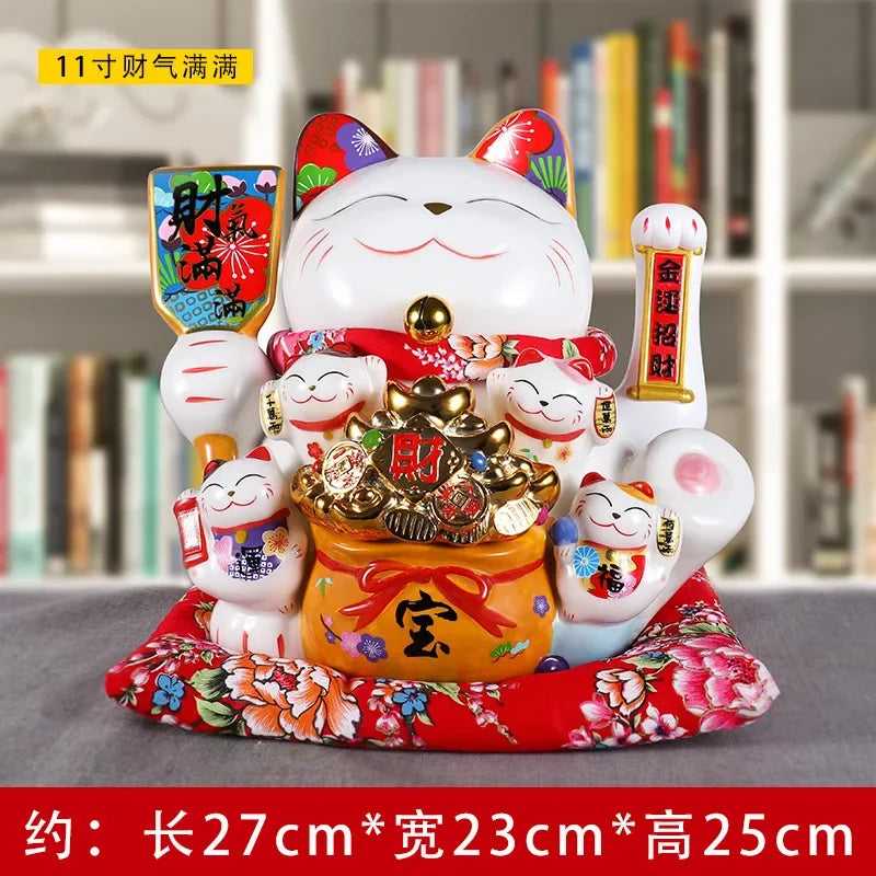 11-inch Lucky Cat Shaking Hand Ornaments Large Electric Cashier Home Store Opening Gift Ceramic Ornaments Oasis Select 2 26cm x 22cm