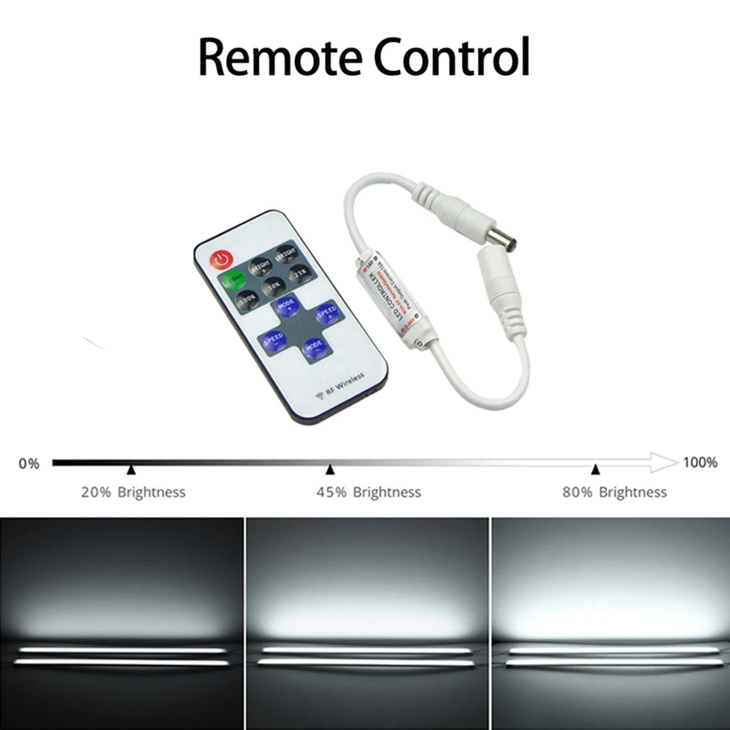 Single Color LED Controller Light Swtich 12V-24V DC Wireless RF Remoter for COB/Neon Light 2835/5050 Adjustable Brightness Oasis Select